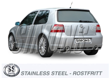 Simons Duplex 2,75 Zoll Edelstahl Sport Auspuffanlage für VW Golf IV R32 Endrohr 2x100mm