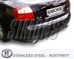Simons Duplex 2,5 Zoll Edelstahl Sport Auspuffanlage für Audi A4 (B6) 1,8T Limonusine/Avant  Bj.01-04 Cabrio Bj.01-05 Endrohr 2x100mm