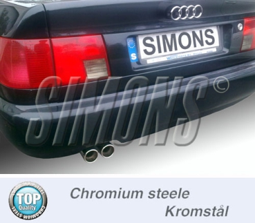 Simons 2,5 Zoll Chromstahl Sport Endschalldämpfer für Audi A6 (C4) Limousine/Avant Motor 2,0/2,0 16V/2,3/2,6/2,8/1,9TDi/2,5TDi  ab Bj.9/94-2/97 Endrohr 2x70mm