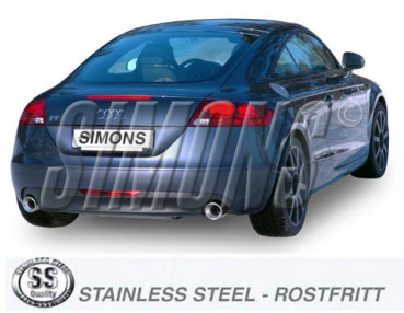 Simons 3 Zoll Duplex Sport Edelstahl Auspuffanlage für Audi TT (8J) Coupe Quattro 2,0 Turbo 200PS ab Bj.06 - Endrohr 2x100mm