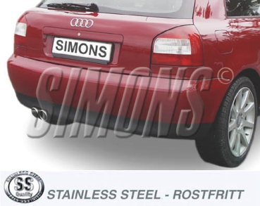 Simons 2,5 Zoll Edelstahl Sport Auspuffanlage für Audi A3 (8L) Turbo 1,8T/1.8Ti/1,9TDi Bj.96-5/03 Endrohr 2x80mm