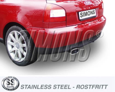 Simons 2,75 Zoll Edelstahl Sport Auspuffanlage für Audi S3 Quattro 1,8i Turbo 210/225PS Bj.99-5/03 Endrohr 1x85/150mm
