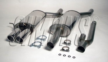 Simons 2,5 Zoll Edelstahl Sport Auspuffanlage für Audi A4 (B5) Quattro Limousine/Avant Motor 2,4/2,6/2,8/2,5TDi Bj.94-00 Endrohr 2x80mm