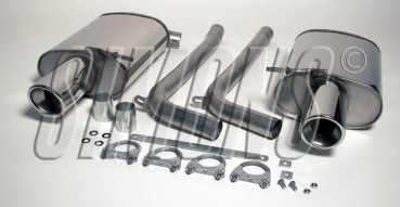 Simons Duplex 2,5 Zoll Edelstahl Sport Endschalldämpfer für Audi A4 (B6) Quattro 1,8T Limonusine/Avant  Bj.01-04 Cabrio Bj.01-05 Endrohr 2x100mm