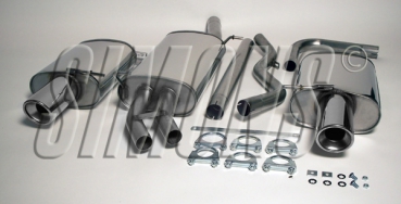 Simons Duplex 2,5 Zoll Edelstahl Sport Auspuffanlage für Audi A4 (B6) 1,8T Limonusine/Avant  Bj.01-04 Cabrio Bj.01-05 Endrohr 2x100mm