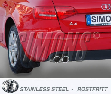 Simons 2,75 Zoll Edelstahl Sport Auspuffanlage für Audi A4 (B8) Limousine/Avant 2WD + Quattro Motor 1,8T/2,0T ab Bj.08-11 Endrohr 2x80mm