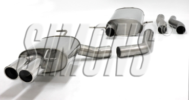 Simons 2,75 Zoll Edelstahl Sport Auspuffanlage für Audi A5 Coupe/Sportback 2WD + Quattro Motor 1,8T/2,0T ab Bj.06-11 Endrohr 2x80mm
