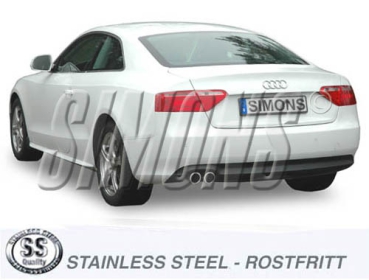 Simons 2,75 Zoll Edelstahl Sport Auspuffanlage für Audi A5 Coupe/Sportback 2WD + Quattro Motor 2,0TDi ab Bj.06-11 Endrohr 2x80mm