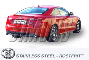 Simons Duplex 2,75 Zoll Edelstahl Sport Auspuffanlage für Audi A5 Coupe/Sportback 2WD + Quattro Motor 2,7/3,0TDi ab Bj.06-11 Endrohr 2x100mm