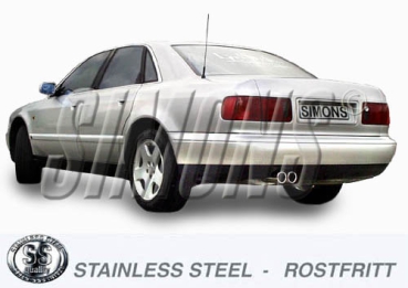 Simons Edelstahl Sport Endschalldämpfer für Audi A8/S8+A8 Quattro Motor 2,5TDi/2,8/3,7/4,2 Bj 94-02 Endrohr 2x80mm