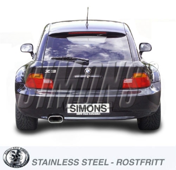 Simons 2,5 Zoll Edelstahl Sport Auspuffanlage für BMW Z3 1,9 16V E36 ab 94 Endrohr 1x70/140mm