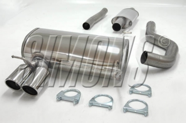 Simons 2,75 Zoll Edelstahl Sport Auspuffanlage für BMW 318i/320/320Si E90 Limousine/ 318i/320/320Si E91Touring ab Bj.05- Endrohr 2x80mm