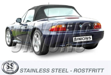 Simons 2,5 Zoll Edelstahl Sport Auspuffanlage für BMW Z3 1,8 8V E36 Endrohr 1x70/140mm