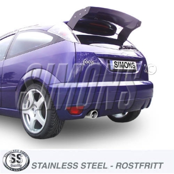 Simons 2,75 Zoll Edelstahl Sport Auspuffanlage für Ford Focus RS 2,0i 158kW ab Bj. 03- Endrohr 1x100mm