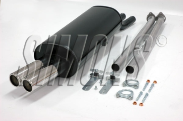 Simons aluminierte Stahl Sport Auspuffanlage für BMW 320i/325/325ix/ E30 6Zyl. ab Bj.86- Endrohr 2x70mm