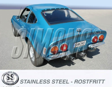Simons Edelstahl Sport Auspuffanlage für Opel GT Bj.1968-1973 Endrohr 2x70/90mm