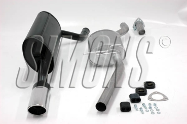 Simons  aluminierte Stahl Sport Auspuffanlage für Opel  Omega A Caravan 1,8i/2,0i/2,4i Bj.9/86-93 Endrohr 1x70/90mm