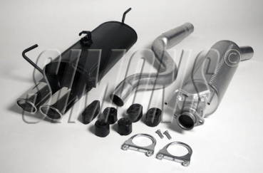 Simons 2,5 Zoll aluminierte Stahl Sport Auspuffanlage für Opel Astra F CC 1,4/1,6/1,8/2,0-8V/2,0-16V Bj.92-97 Endrohr 2x70/90mm