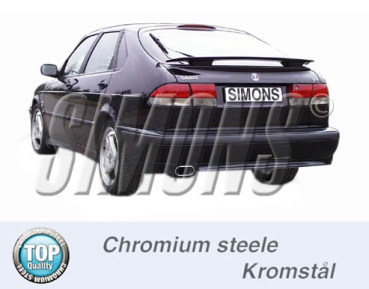 Simons 2,5 Zoll Chromstahl Sport Auspuffanlage für Saab 9-3 2,0T Coupe/Cabrio Bj.98-02 Endrohr 1x70/140mm