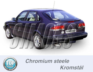 Simons 2,5 Zoll Chromstahl Sport Auspuffanlage für Saab 900i 2,0/2,3 Coupe/Cabrio ab Bj.94- Endrohr 1x90mm
