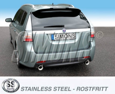 Simons 2,75 Zoll Duplex Edelstahl Sport Auspuffanlage für Saab 9-3X 2,0T XWD Sport-Kombi ab Bj.09- Endrohr 2x100mm