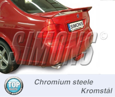 Simons 2,5 Zoll Duplex Chromstahl Sport Auspuffanlage für Saab 9-5 Turbo 2,0/2,3 Limousine/Kombi ab Bj.06-/9-5 AERO Limousine/Kombi ab Bj.04- Endrohr 2x90/120mm