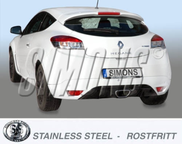 Simons 3 Zoll Edelstahl Sport Auspuffanlage für Renault Megane III 2,0 RS 250PS ab Bj.10-