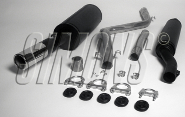 Simons aluminierte Sport Auspuffanlage für VW Golf I/Golf I Cabrio/Scirocco I Bj.74-83 Endrohr 1x80mm