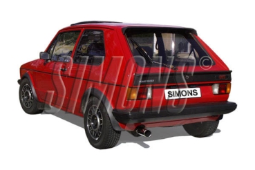 Simons aluminierte Sport Auspuffanlage für VW Golf I/Golf I Cabrio/Scirocco I Bj.74-83 Endrohr 1x80mm