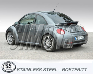 Simons 2,5 Zoll Edelstahl Sport Auspuffanlage für VW New Beetle1,8T Endrohr 2x80mm