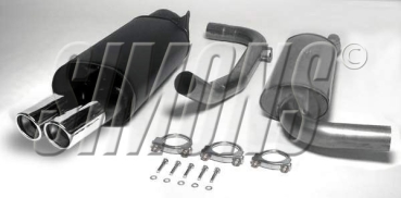 Preview: Simons 2,5 Zoll Chromstahl Sport Auspuffanlage für Volvo S40/V40 (Phase 2) 1,8/2,0 Bj.01-03 Endrohr 2x80mm