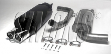 Simons 2,5 Zoll Chromstahl Sport Auspuffanlage für Volvo S40/V40 (Phase 1) Turbo T4/2,0T Bj.96-00 Endrohr 2x80mm