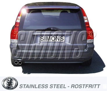 Simons 2,5 Zoll Edelstahl Sport Auspuffanlage für Volvo V70N R ab Bj.03- Endrohr 2x70mm