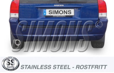 Simons 2,5 Zoll Edelstahl Sport Auspuffanlage für Volvo V70N Turbo 4WD 2,5T/T5/2,4D/D5 ab Bj. 6/04- Endrohr 1x100mm