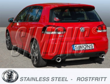 Simons 3 Zoll Duplex Edelstahl Sport Auspuffanlage für VW Golf VI GTi 2,0TSi 211PS ab Bj.09- Endrohr 2x100mm