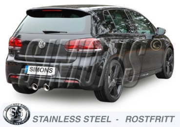 Simons 3 Zoll Edelstahl Sport Auspuffanlage für VW Golf VI R Endrohr 2x100mm