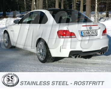 Simons 3,5 Zoll Edelstahl Sport Auspuffanlage für BMW M1 Coupe ab Bj. 2011 Endrohr 4x90mm