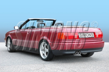 Simons 2,5 Zoll Edelstahl Sport Auspuffanlage für Audi 80/90 Cabrio Typ 89 Motor /2,0/2,2/2,3 Bj.9/86- Endrohr 2x70mm