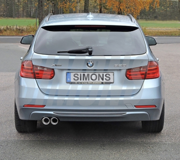 Simons 3 Zoll Edelstahl Sport Auspuffanlage für BMW 320i 2,0T 135kW F30/F31 Limousine/Touring bis Bj. 06-15 Endrohr 2x80mm
