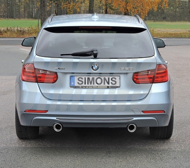 Simons 3 Zoll Edelstahl Sport Auspuffanlage für BMW 320i 2,0T 135kW F30/F31 Limousine/Touring bis Bj. 06-15 Endrohr 2x90mm