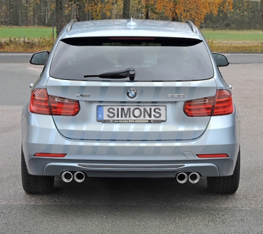 Simons 3 Zoll Edelstahl Sport Auspuffanlage für BMW 320i 2,0T 135kW F30/F31 Limousine/Touring bis Bj. 06-15 Endrohr 4x80mm