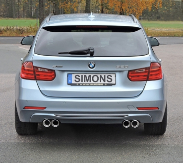 Simons 3 Zoll Edelstahl Sport Auspuffanlage für BMW 316D/318D/320D F30/F31 Limousine/Touring bis Bj. 06-15 Endrohr 4x80mm