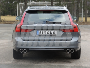 Simons Duplex 3 Zoll Edelstahl Sport Auspuffanlage für Volvo V90/S90 D3/D4/D5/2WD/4WD ab 2017 Endrohr 4x80mm