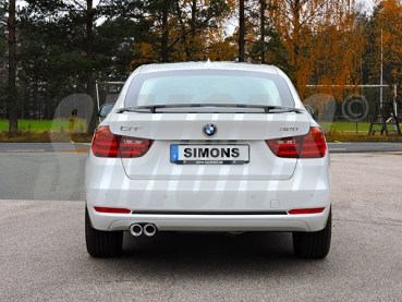 Simons 3 Zoll Edelstahl Sport Auspuffanlage für BMW 320i 2,0T 135kW F34 GT bis Bj. 06-15 Endrohr 2x80mm