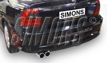 Simons 2,5 Zoll aluminierte Stahl Sport Auspuffanlage für Opel  Vectra B CC/Limousine/Caravan 1,6 8V/1,6 16V/1,8 16V/2,0 16V/2,2 16V  Bj.10/95-02 Endrohr 2x80mm