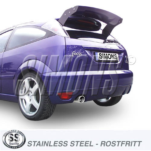 Hornung Tuning - Gottfried Hornung - Simons 2,75 Zoll Edelstahl Sport  Auspuffanlage für Ford Focus RS 2,0i 158kW ab Bj. 03- Endrohr 1x100mm