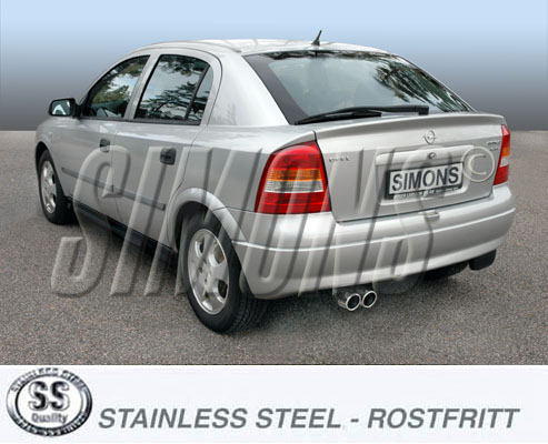 Hornung Tuning - Gottfried Hornung - Simons 2,5 Zoll Edelstahl Sport  Auspuffanlage für Opel Astra G CC 1,4/1,6/1,8/2,0/2,2 ab Bj.98- Endrohr  2x80mm