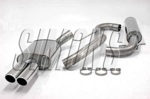 Simons 3 Zoll Edelstahl Sport Auspuffanlage für VW Jetta V Turbo 2,0TSi/1,4TSi Bj.05-10 Endrohr 2x80mm