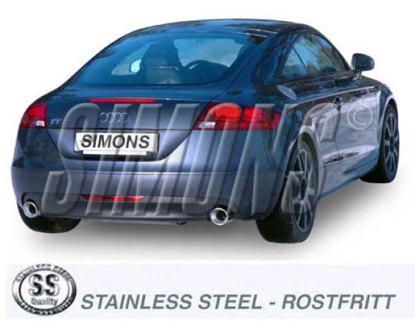 Simons 3 Zoll Duplex Sport Edelstahl Auspuffanlage für Audi TT (8J) Coupe Quattro 2,0 Turbo 200PS ab Bj.06 - Endrohr 2x100mm