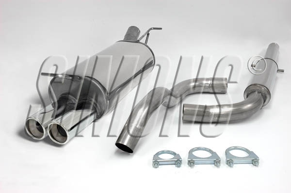 Simons 2,5 Zoll Edelstahl Sport Auspuffanlage für Audi A3 (8L) Turbo 1,8T/1.8Ti/1,9TDi Bj.96-5/03 Endrohr 2x80mm